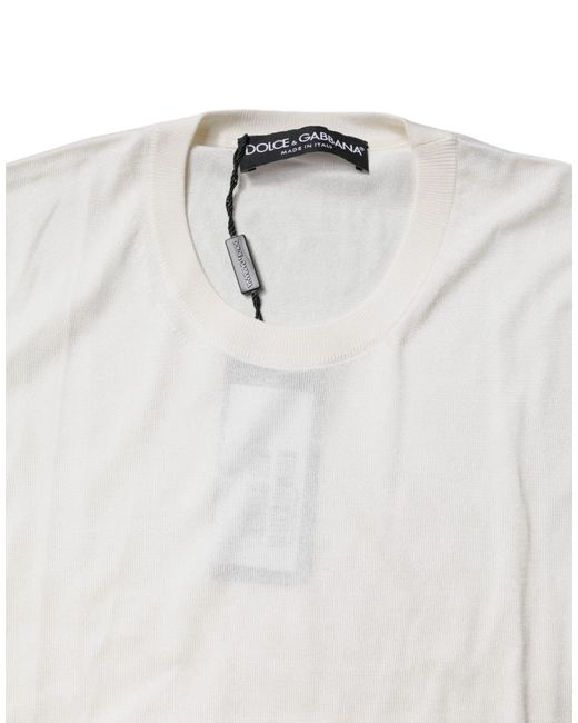 Dolce & Gabbana Gray Cream Sleeveless Silk Round Neck Tank Top for men