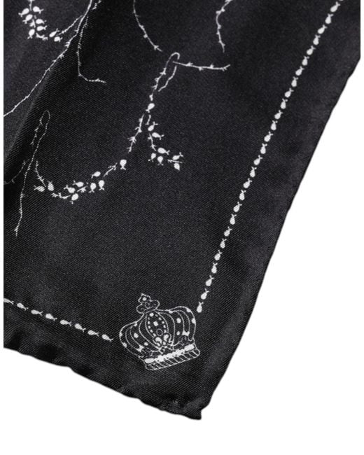 Dolce & Gabbana Black Patterned Silk Handkerchief Scarf for men