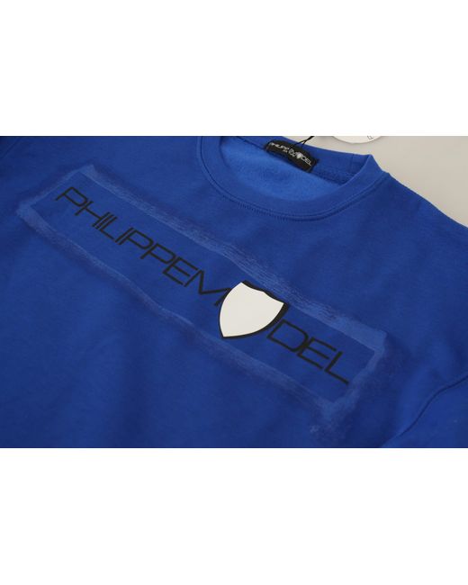 Philippe Model Blue Printed Long Sleeves Pullover Sweater