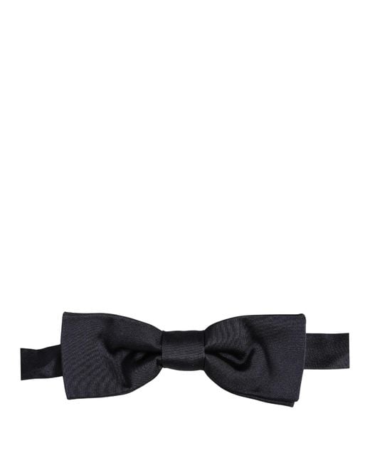 Dolce & Gabbana Black Men Dark Blue 100% Silk Adjustable Neck Papillon Bow Tie for men