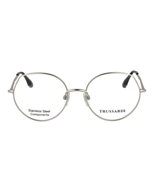 Trussardi Metallic Silver Stainless Steel Glasses (frames)