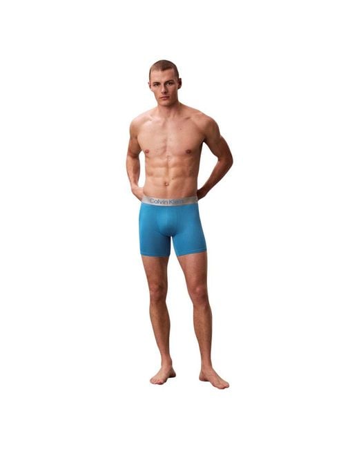 Calvin Klein Blue Gray Recycled Polyester Boxers for men