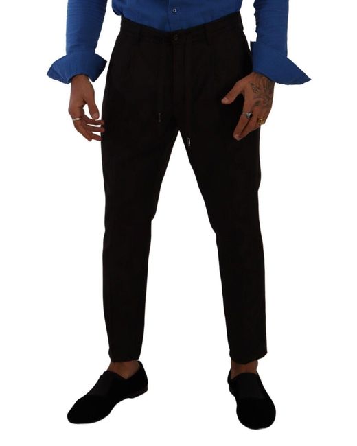 Dolce & Gabbana Black Bordeaux Wool Skinny Trouser Pants for men