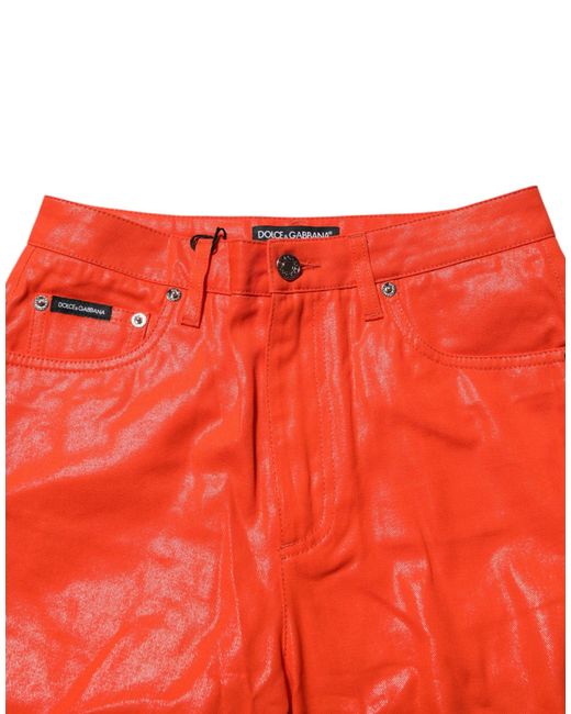 Dolce & Gabbana Red Orange Cotton High Waisted Denim Jeans for men