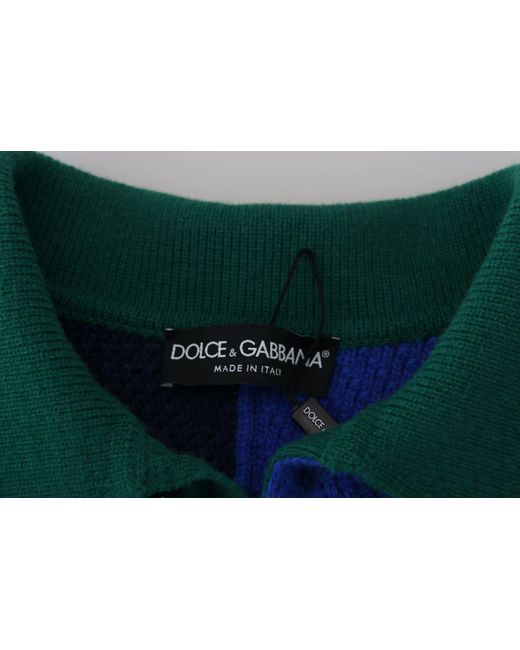 Dolce & Gabbana Blue Multicolor Stripes Wool Pullover Sweater for men