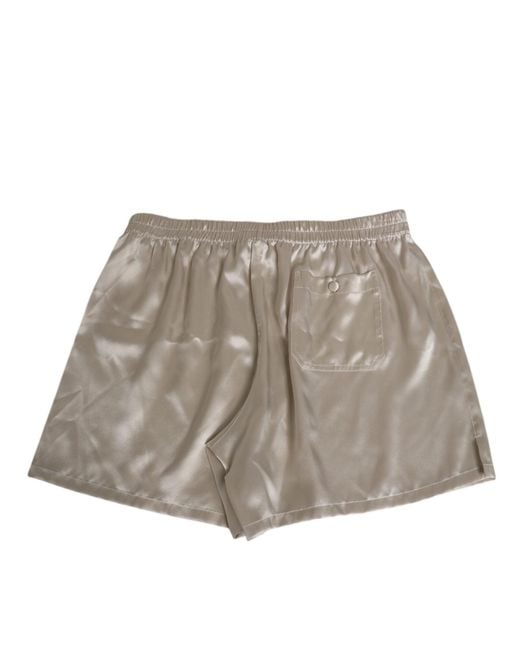 Dolce & Gabbana Gray Beige Silk Satin Elastic Men Boxer Short Swimwear for men