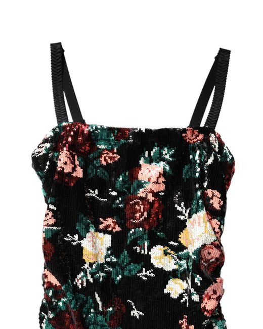Dolce & Gabbana Black Floral Sequin Sleeveless Sheath Dress for men