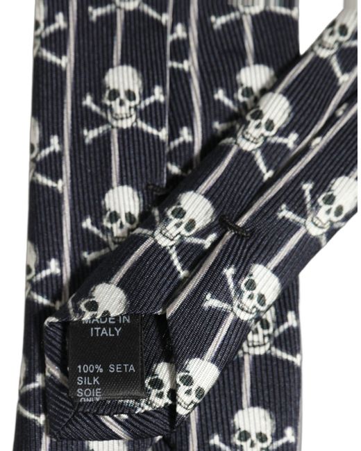 Dolce & Gabbana Men Black Silk Skull Fantasy Adjustable Tied Necktie Tie for men