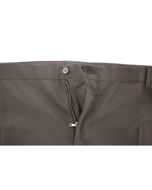 Dolce & Gabbana Blue Wool Stretch Pleated Pants for men