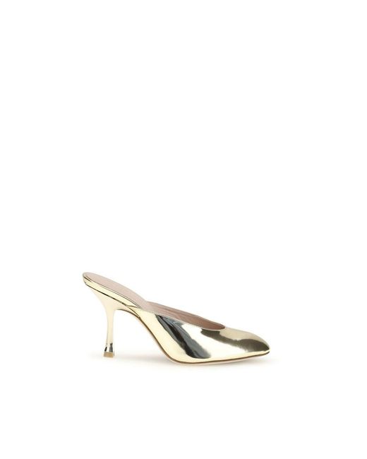Stuart Weitzman Metallic Silver Calf Leather Bos Taurus Mules
