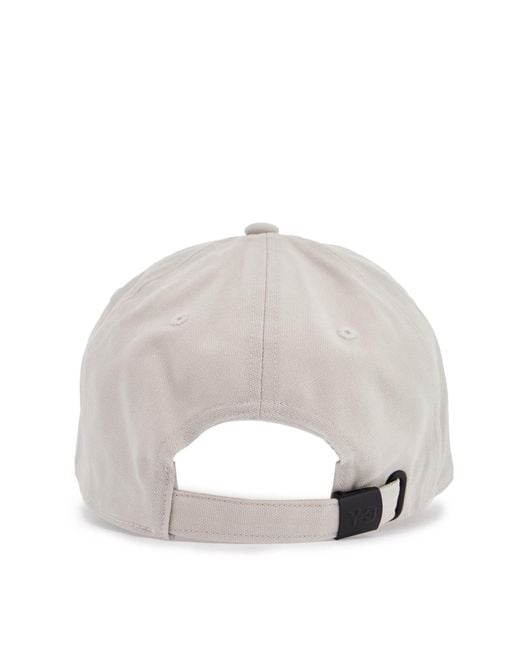 Y-3 Gray Cotton Cap With Large Logo And Curved Brim for men