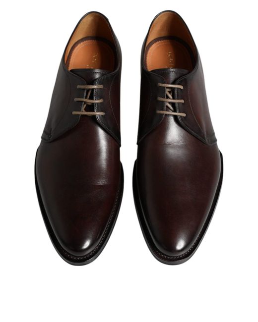 Dolce & Gabbana Brown Leather Lace Up Derby Formal Shoes for men