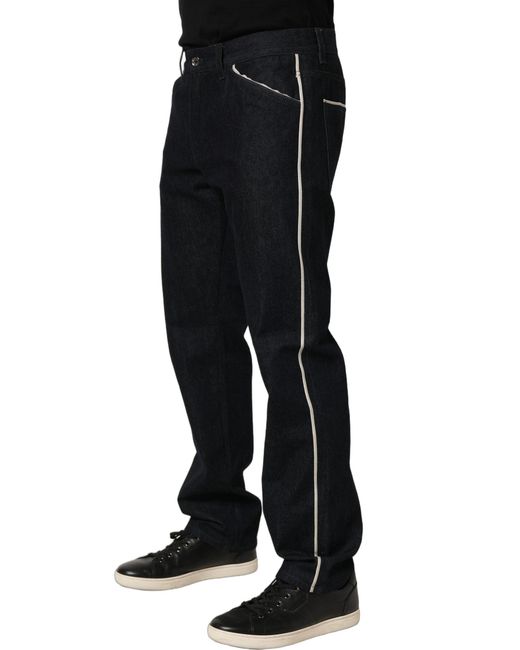 Dolce & Gabbana Black Cotton Mid Waist Classic Men Denim Jeans for men
