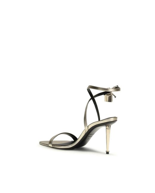 Tom Ford Metallic Calf Leather Bos Taurus Stiletto Heel Sandals