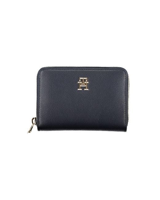 Tommy Hilfiger Blue Sleek Multipurpose Wallet With Zip Closure