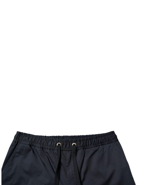 Dolce & Gabbana Dark Blue Cotton Mid Waist Men Bermuda Shorts for men