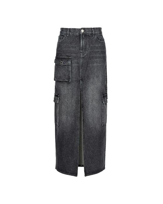 Pinko Gray Cotton Skirt