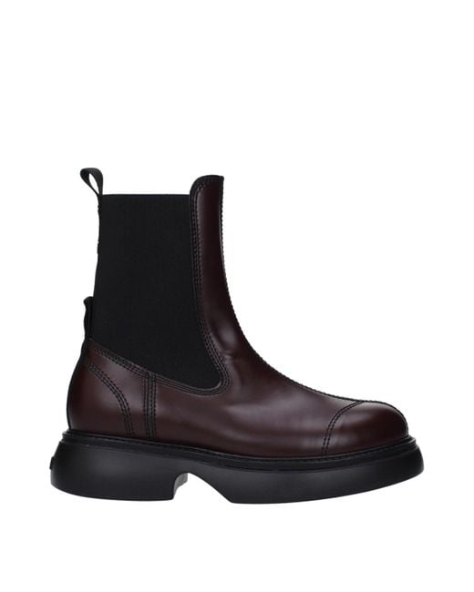 Ganni Black Brown Leather Ankle