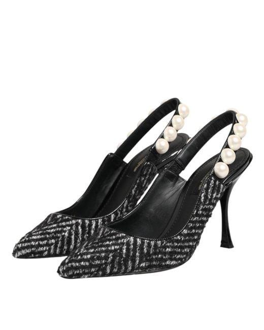 Dolce & Gabbana Black Lori Pearl Slingback Pump