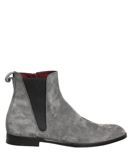 Dolce & Gabbana Gray Suede Leather Chelsea Boots Shoes for men