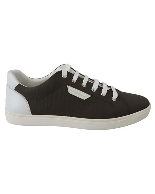 Dolce & Gabbana Black Sleek Leather Low Top Sneakers for men