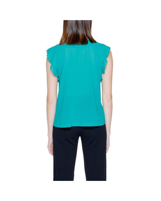Rinascimento Blue Bicolor Polyester Blouse