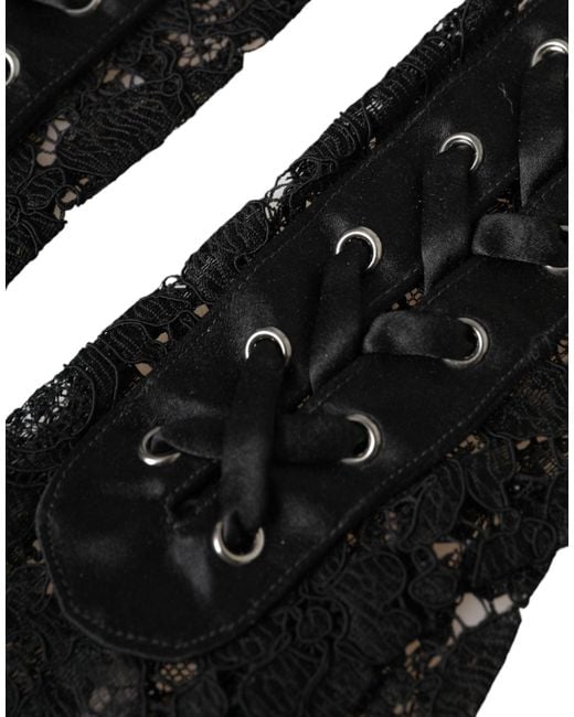 Dolce & Gabbana Black Taormina Lace Elbow Length Gloves