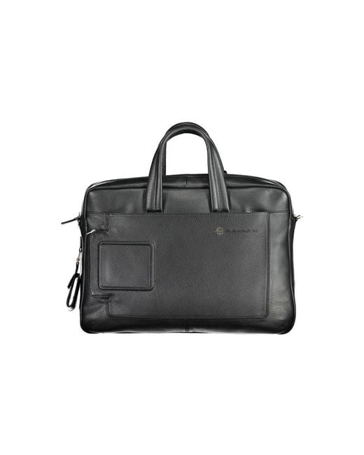 Piquadro Black Nero Leather Briefcase for men