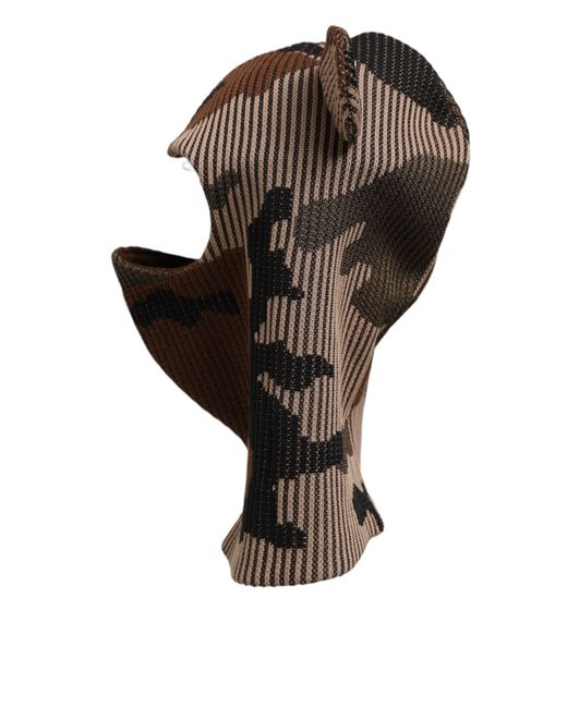 Dolce & Gabbana Brown Camouflage Balaclava Mask Cap Hat for men