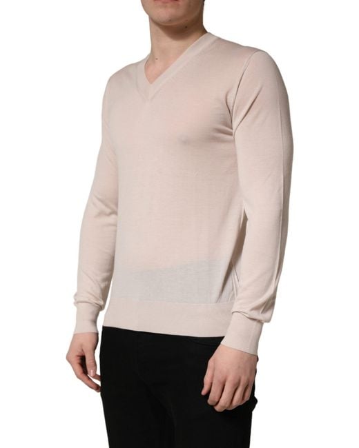 Dolce & Gabbana Multicolor Beige Cashmere V for men