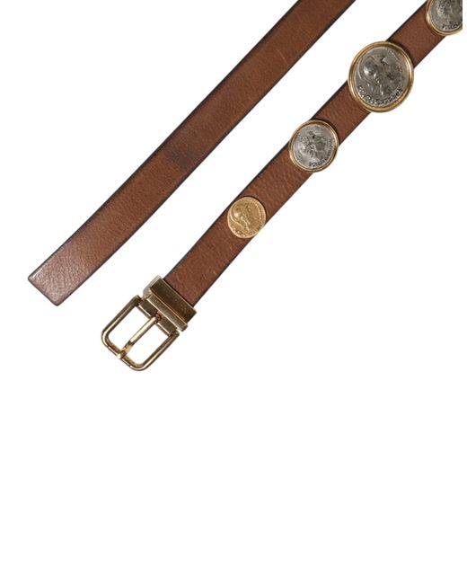 Dolce & Gabbana Coin Detail Leather Belt in Brown for Men | Lyst display picture 3