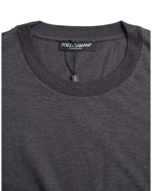 Dolce & Gabbana Gray Cotton Round Neck Short Sleeve T-Shirt for men