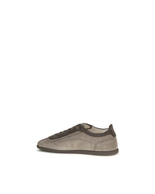 Brunello Cucinelli Gray Calf Leather Bos Taurus Sneakers for men