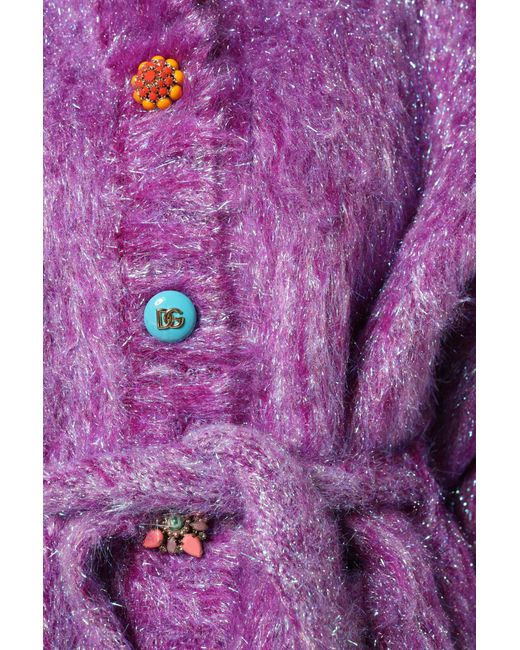 Dolce & Gabbana Purple Button Embellished Trench Coat Jacket
