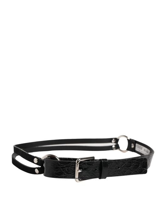 Dolce & Gabbana Black Exotic Leather Metal Buckle Belt Eel Caiman Moluro Python