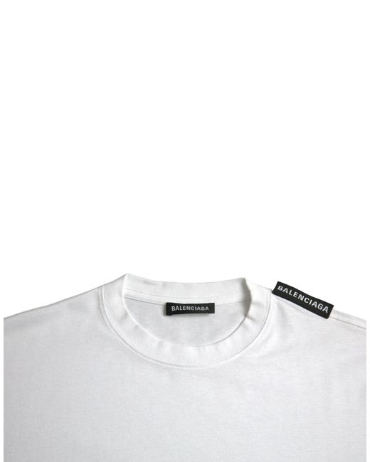 Balenciaga White Off Cotton Jersey Round Neck T-Shirt for men