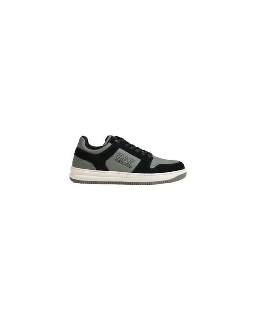 EA7 Black Green Polyester Athletic Sneakers for men