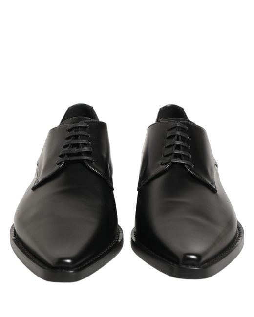 Dolce & Gabbana Black Leather Lace Up Derby Dress Shoes