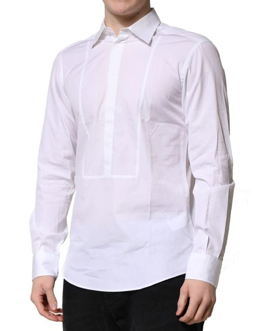 Dolce & Gabbana White Poplin Cotton Formal Dress Shirt for men