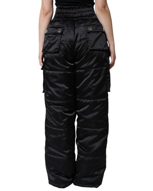 Dolce & Gabbana Black Quilted High Waist Boot Cut Pants