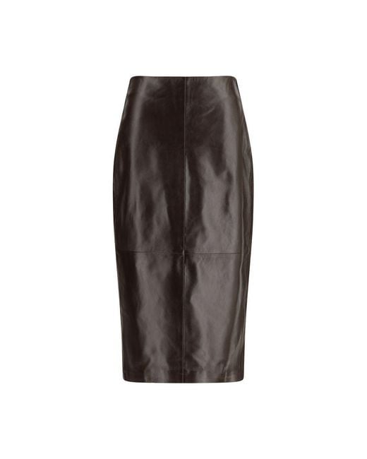 Arma Brown Leather Long Skirt