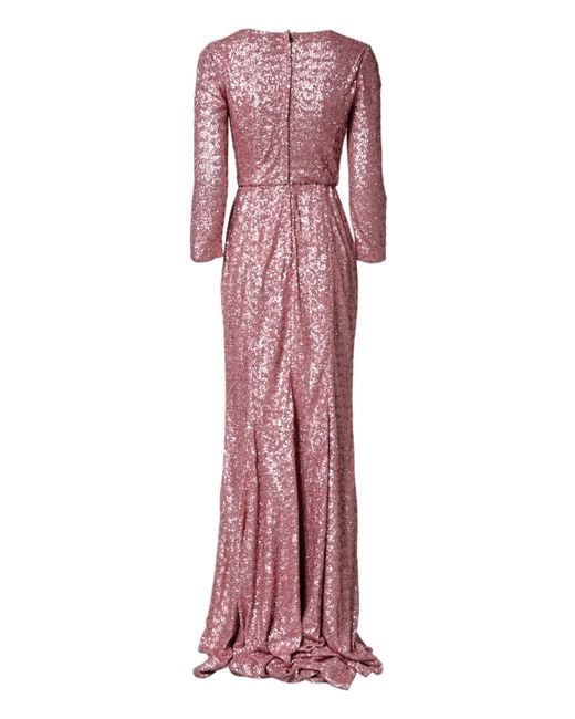 Dolce & Gabbana Pink Sequinned Mermaid Long Gown Dress