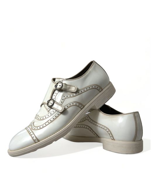 Dolce & Gabbana White Leather Strap Men Derby Dress Shoes for men