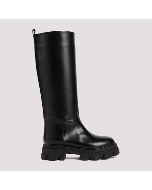Gia Borghini Black Leather Perni Boots