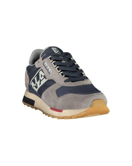 Napapijri Gray Blue Polyester Men's Sneaker for men