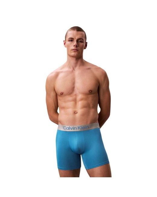 Calvin Klein Blue Gray Recycled Polyester Boxers for men