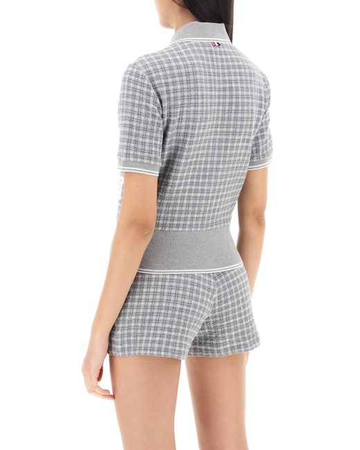 Thom Browne Gray Check Tweed Polo Shirt