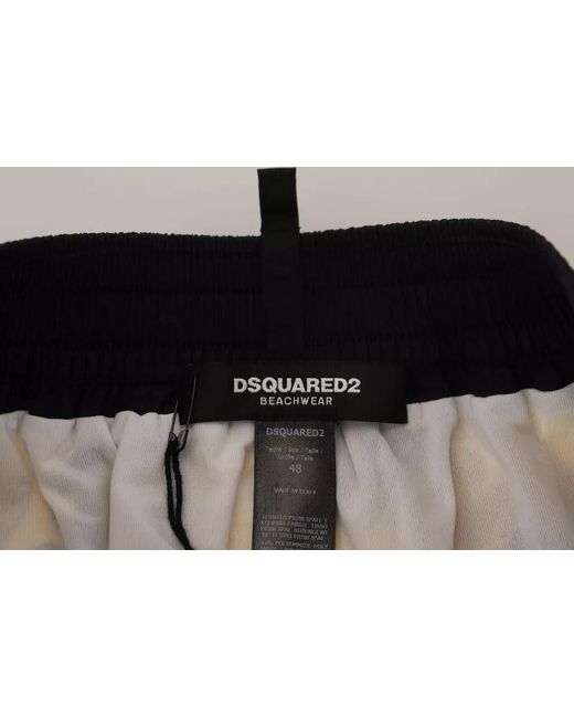 DSquared² Yellow Dsqua² Printed Beachwear Shorts Swimwear for men