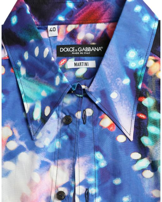 Dolce & Gabbana Blue Luminarie Slim Martini Shirt for men