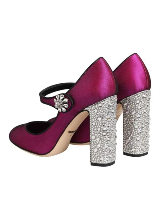 Dolce & Gabbana Purple Pink Strass Mary Janes Heels Pumps Shoes